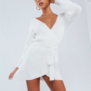 White sweater wrap dress, worn once
